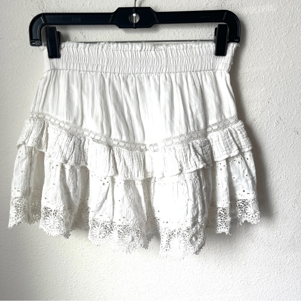 LoveShackFancy White Cotton Mini Skirt XS